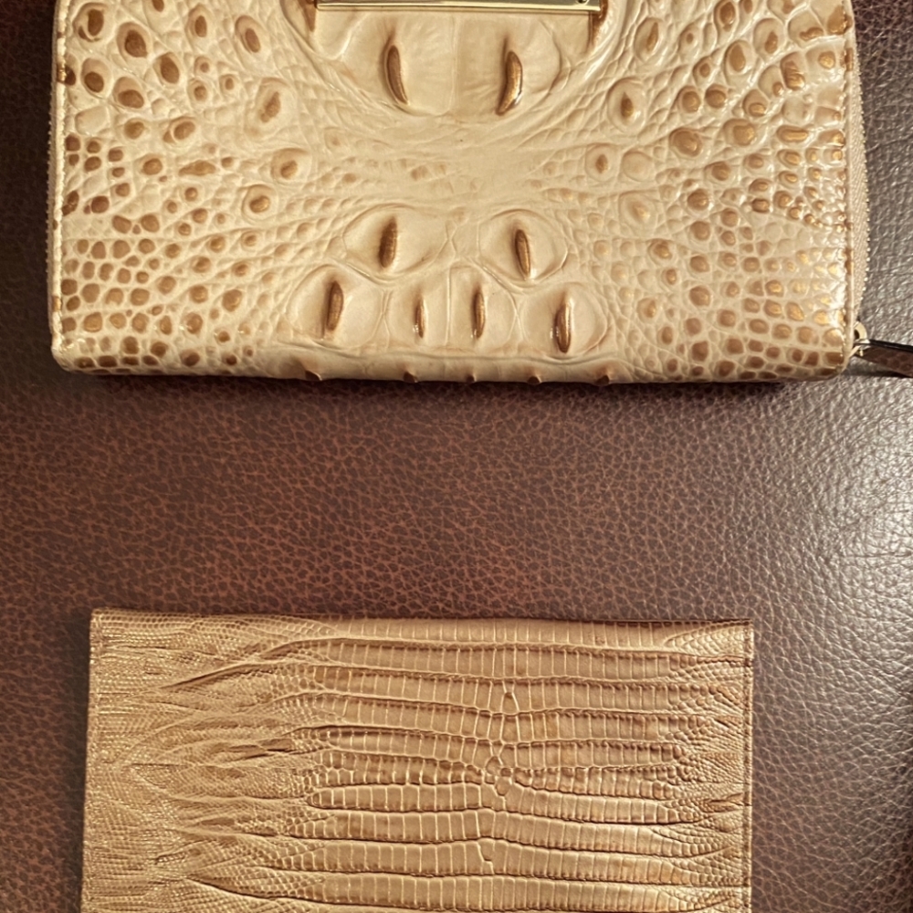 NWOT Brahmin Melbourne Arden Satchel Crossbody in Beige and Gold and Ady Wallet - Picture 7 of 8